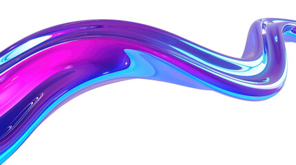 3d modern wave gradient blue and purple isolated on transparent background