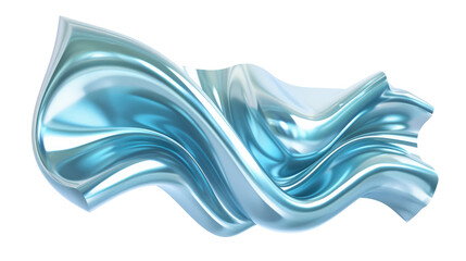 Blue shiny 3d wave isolated on transparent background