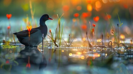 A highkey image of  a Common Moorhen at Asker marsh, Bahrain