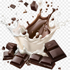 Chocolate and milk, white background