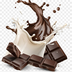 Chocolate and milk, white background