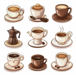 set of coffee cups