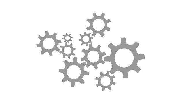 Set of rotating cog icons, setting icons 2d animation