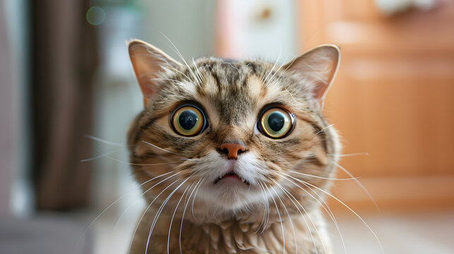 crazy surprised cat making big eyes, portraying a moment of amusing feline expression