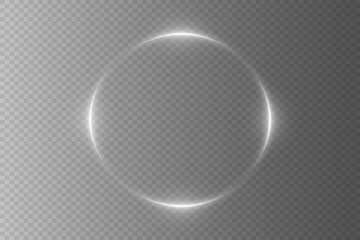 
White glowing neon circle. On a transparent background. Vector EPS 10
