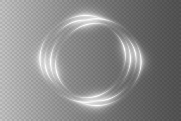 
White glowing neon circle. On a transparent background. Vector EPS 10