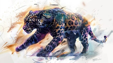 leopard portrait painting art background. AI generated
