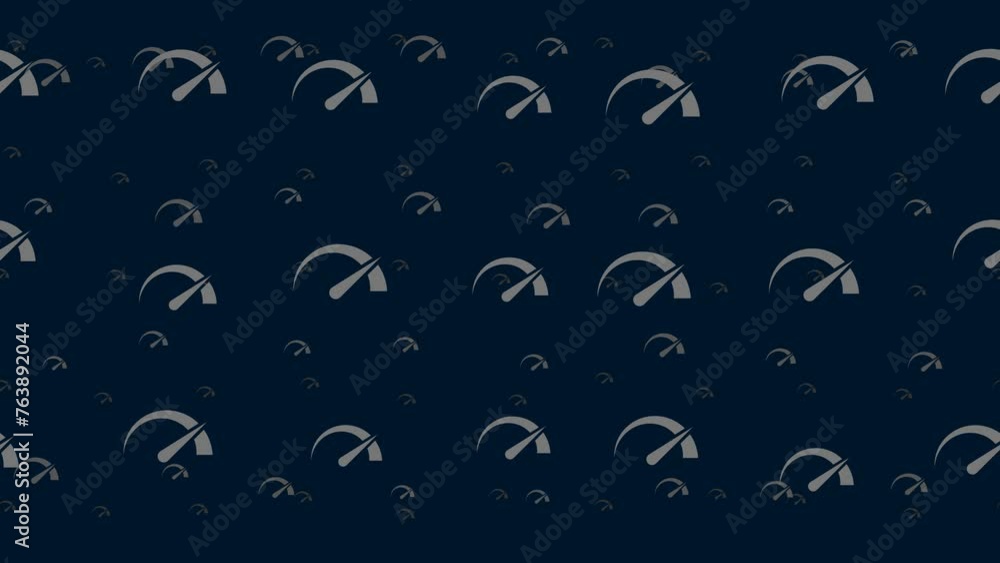 Poster tachometer symbols float horizontally from left to right. parallax fly effect. floating symbols are 