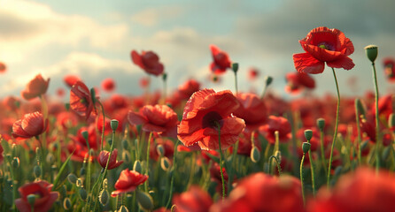 Obraz premium red poppies in the field 