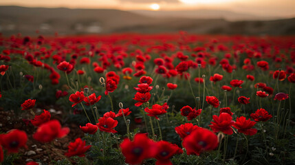 Fototapeta na wymiar red poppies in the field 