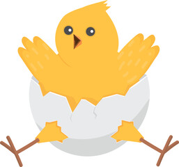 Newborn baby bird. Cute little chick character