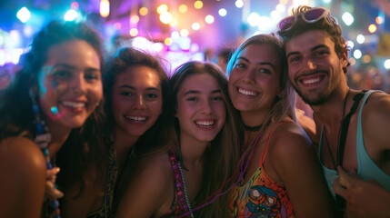 Portrait of group of people during a music festival