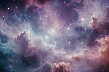 Deep Space Interplay of space nebula dust clouds and stars on the subject of Universe, Nature, science and imagination