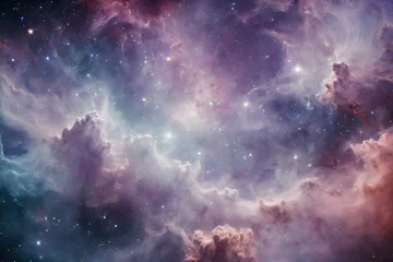 Zelfklevend Fotobehang Lavendel Deep Space Interplay of space nebula dust clouds and stars on the subject of Universe, Nature, science and imagination