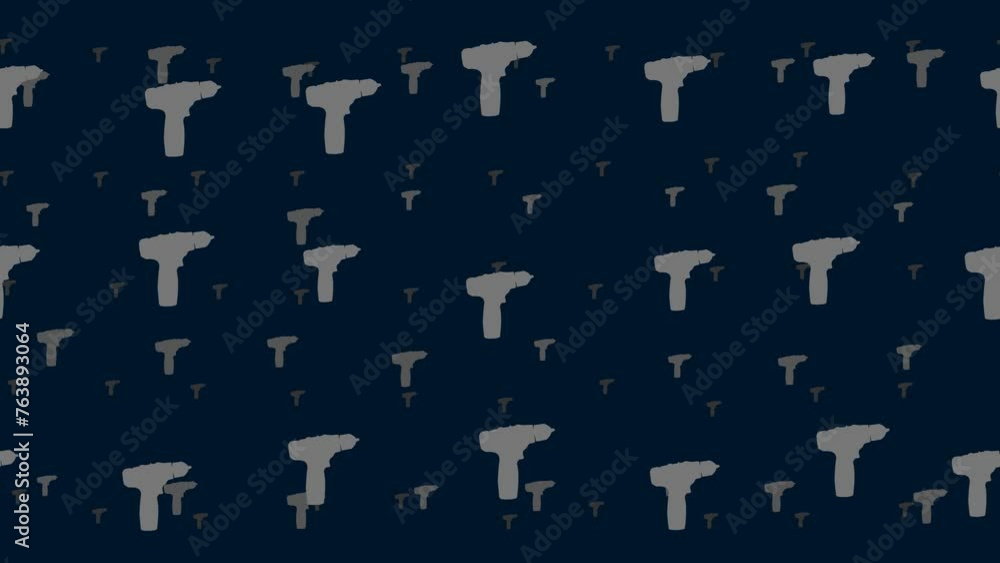 Poster electric screwdriver symbols float horizontally from left to right. parallax fly effect. floating sy