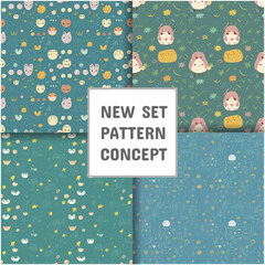 Vector seamless patterns, seamless set of patterns