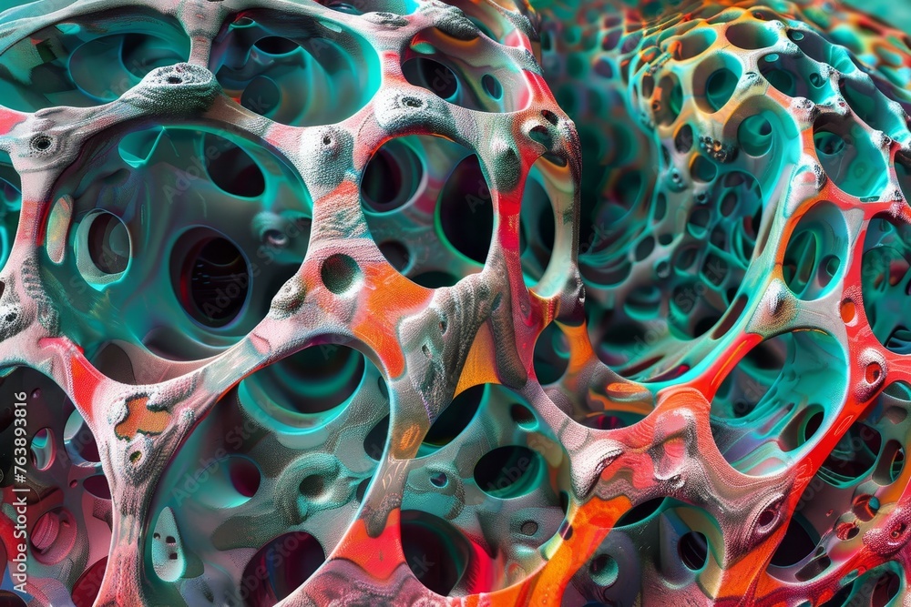 Poster a picture of a fractal weird underwater. dreamy and colorful style pattern and texture. surreal post