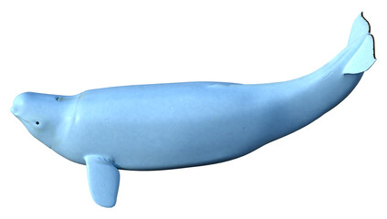 3D Rendering Beluga White Whale on White