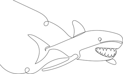 shark continuous line drawing on white background