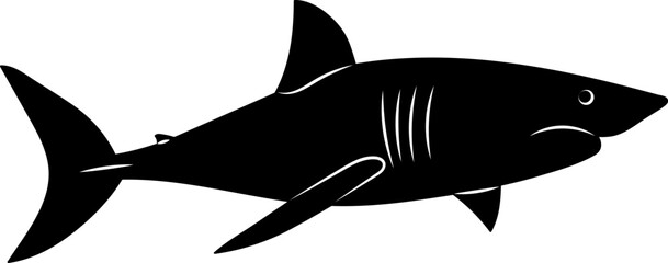 shark silhouette white background, vector