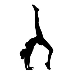 woman gymnast silhouette white background, vector