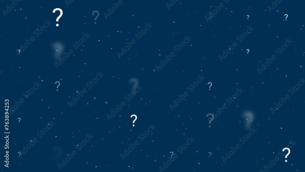 Poster template animation of evenly spaced question symbols of different sizes and opacity. animation of tr