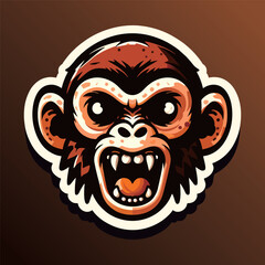 Angry and Scary Monkey  cartoon vector logo design. sticker and illustration. mascot cartoon logo for sport team