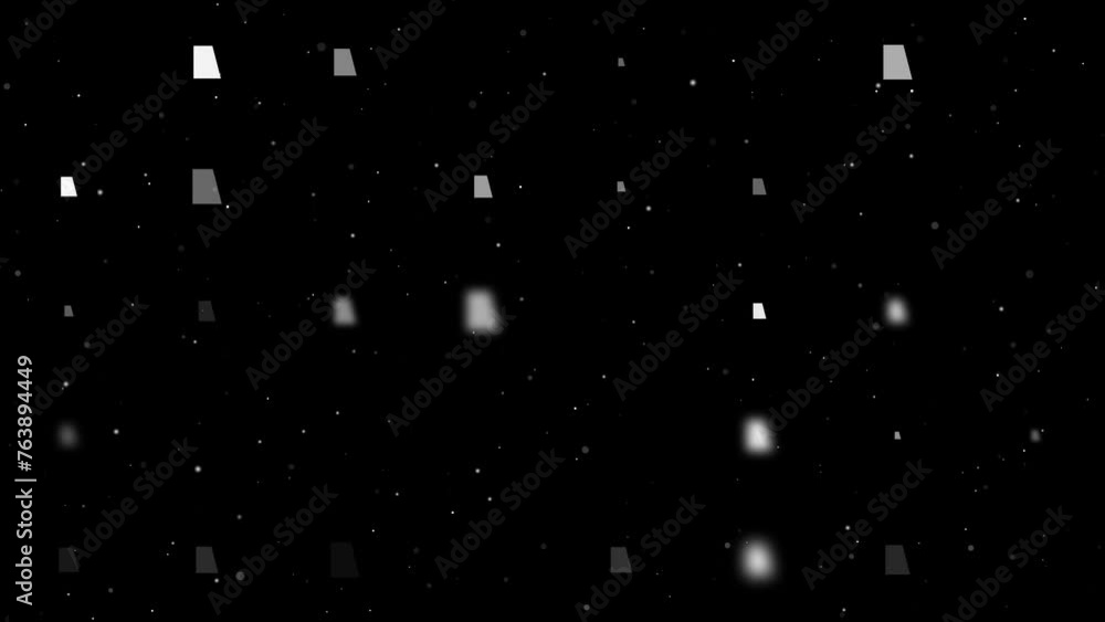 Poster template animation of evenly spaced trapezium symbols of different sizes and opacity. animation of t
