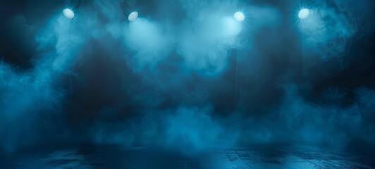 Fototapeta premium abstract dark blue background, neon light, spotlights. generative ai