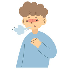 Shortness of breath 4 cute on a white background, vector illustration.
