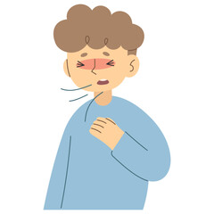 Shortness of breath 2 cute on a white background, vector illustration.
