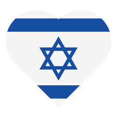 vector israel flag in a heart on white background