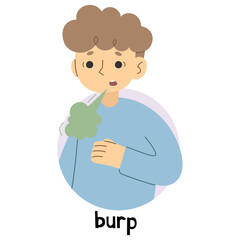 Burp 3 cute on a white background, vector illustration.

