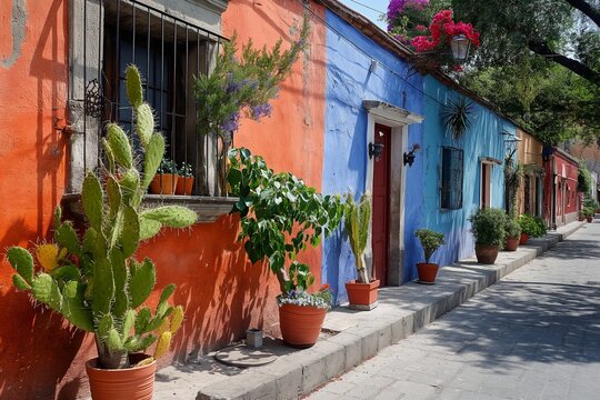 Callejon de los Sapos Puebla Mexico, mexican street, mexican house closeup