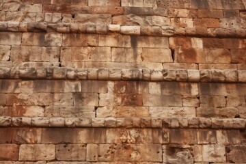 The textured walls of the Colosseum in Rome, Italy.