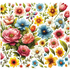 Seamless spring flower pattern.