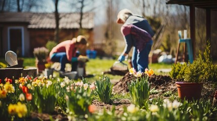 Gardening in spring, planting a garden, Gardenszene