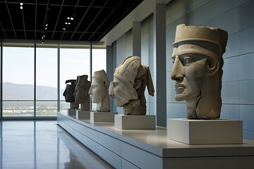 The symbolic sculptures at the Acropolis Museum in Athens, Greece.