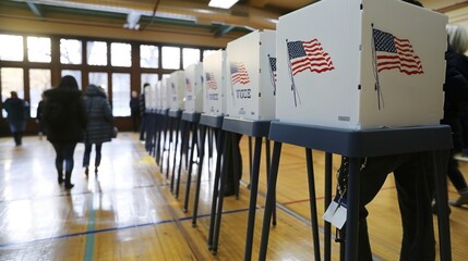 ballot box for voting. US presidential election. USA flag