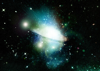 galaxy in a free space. 3D rendering