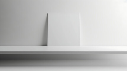 mockup close up shot with focus on banner space centered on a desk. white clean scene. Generative Ai