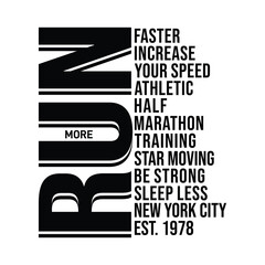 Vector illustration on a theme of run faster in New York City, Brooklyn. Sport typography, t-shirt graphics, poster, print, run, banner, flyer, postcard
