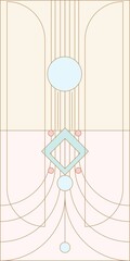 An elegant abstract composition of geometric contour and filled elements in the Art Deco style in pastel colors. Digital illustration is suitable for branding, advertising, corporate identity