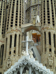 Barcelona, Spain - 05.07.2023: Detail of the facade of sacred family 