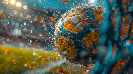 Soccer ball tossed in the air