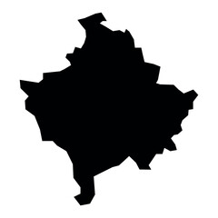 black vector kosovo map on white background