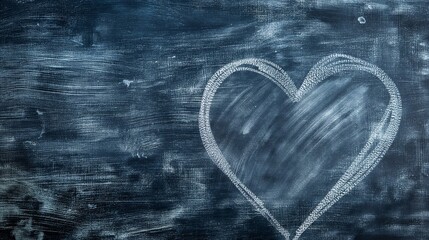 chalk hand-drawn heart shape with copy space top view, heart shape hand-drawn with chalk closeup, heart shape 