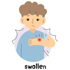 Swollen 3 cute on a white background, vector illustration.
