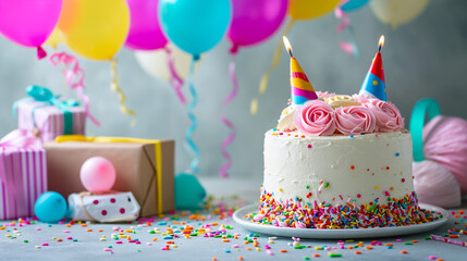 birthday cake and candles birthday background 