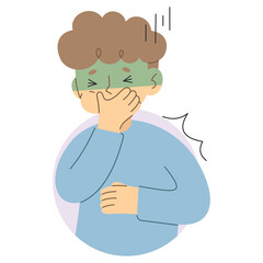 Nauseous 4 cute on a white background, vector illustration. 